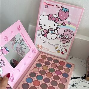 35 Color Cute Pink Eyeshadow Palette w/ Mirror – Strawberry Theme – New